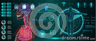 A modern medical interface for monitoring human scanning and analysis Vector Illustration